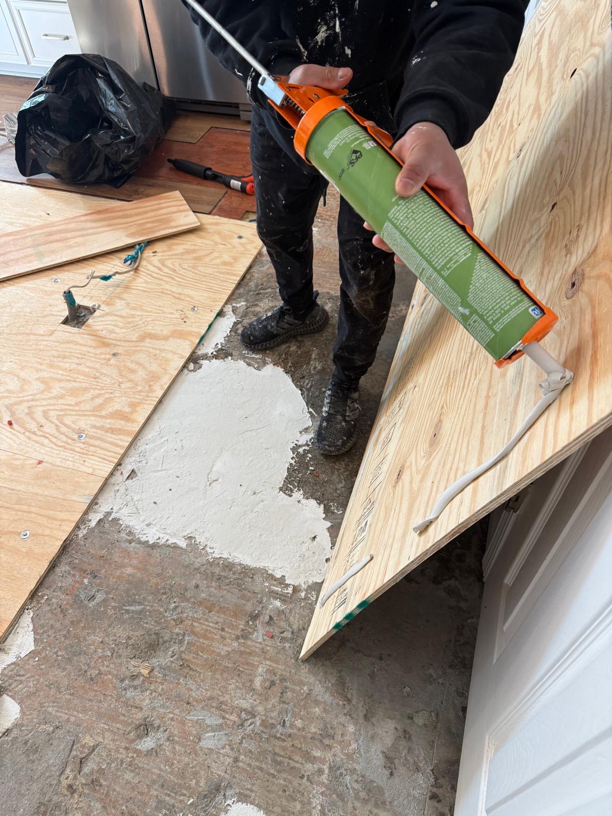 Subfloor adhesive prep work