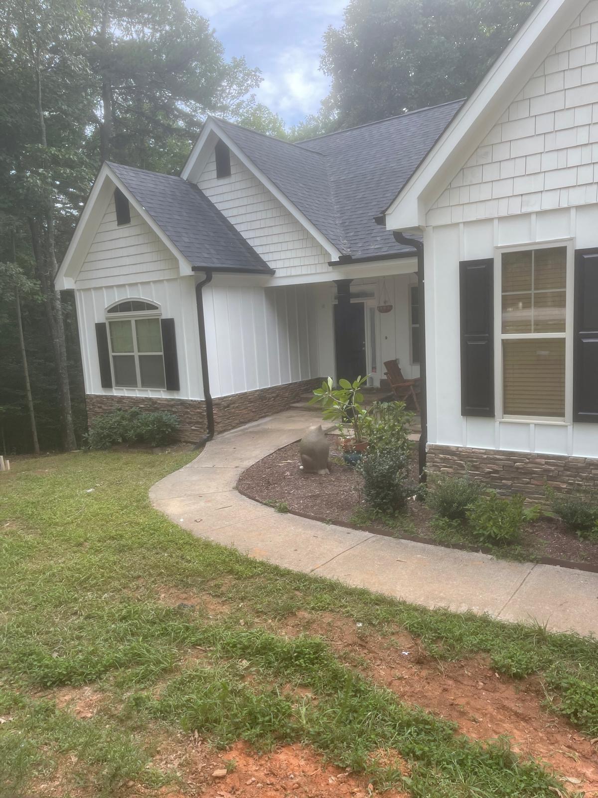 Painted garage and siding
